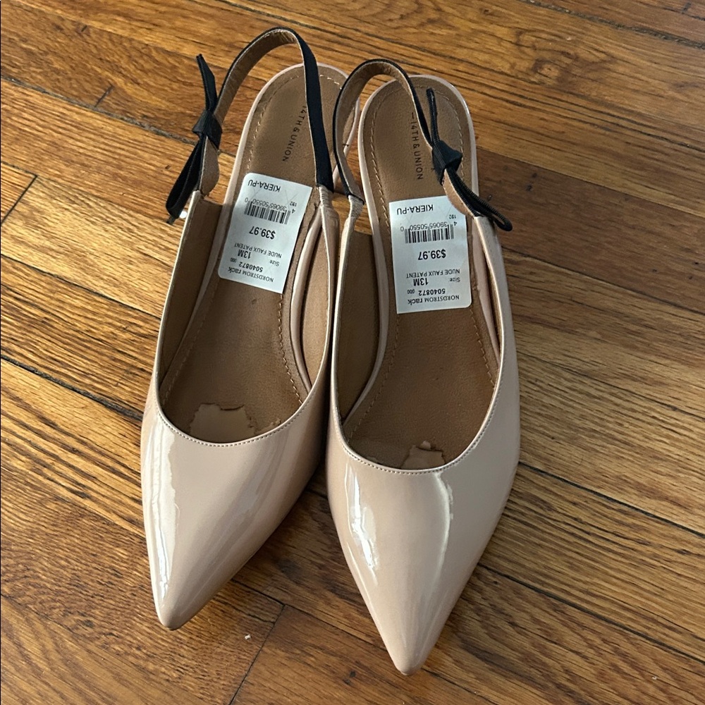 14th & Union Nude and Black Slingback Heels